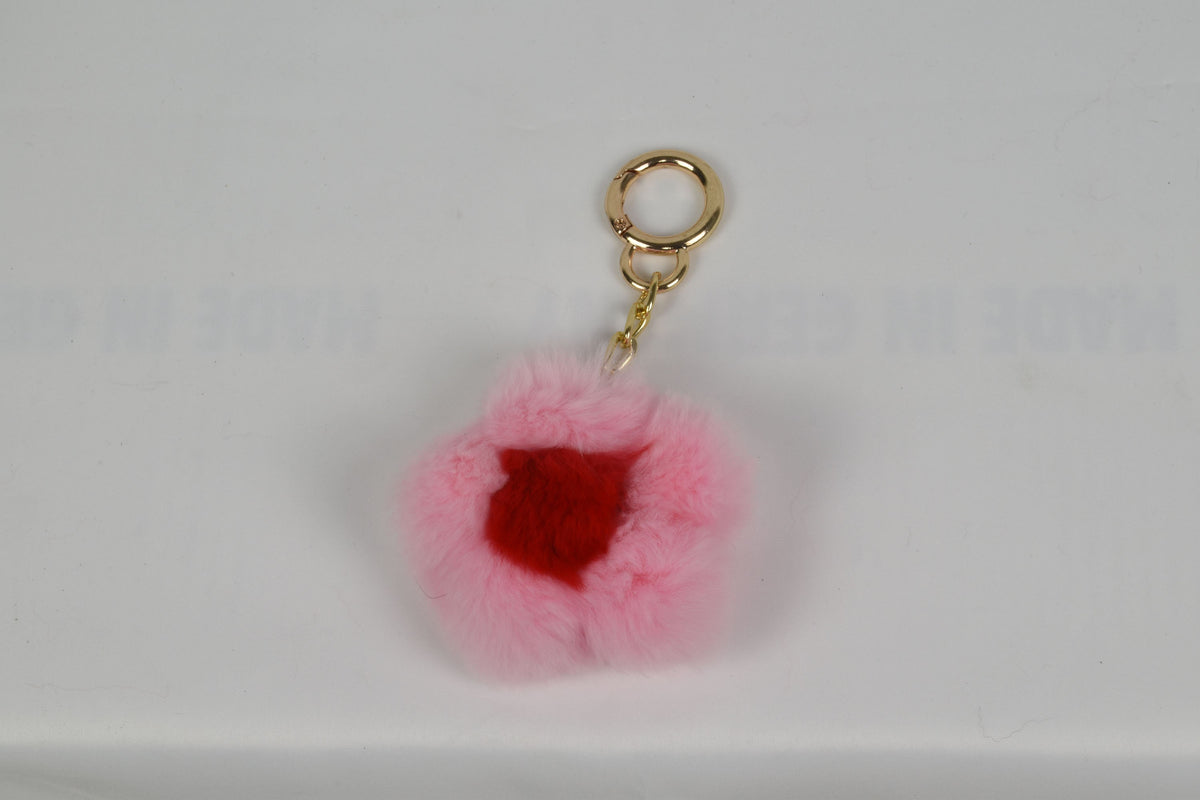 Fur keychain in a shape of a flower, Fur keyring, bagcharm, rex rabbit fur keyring