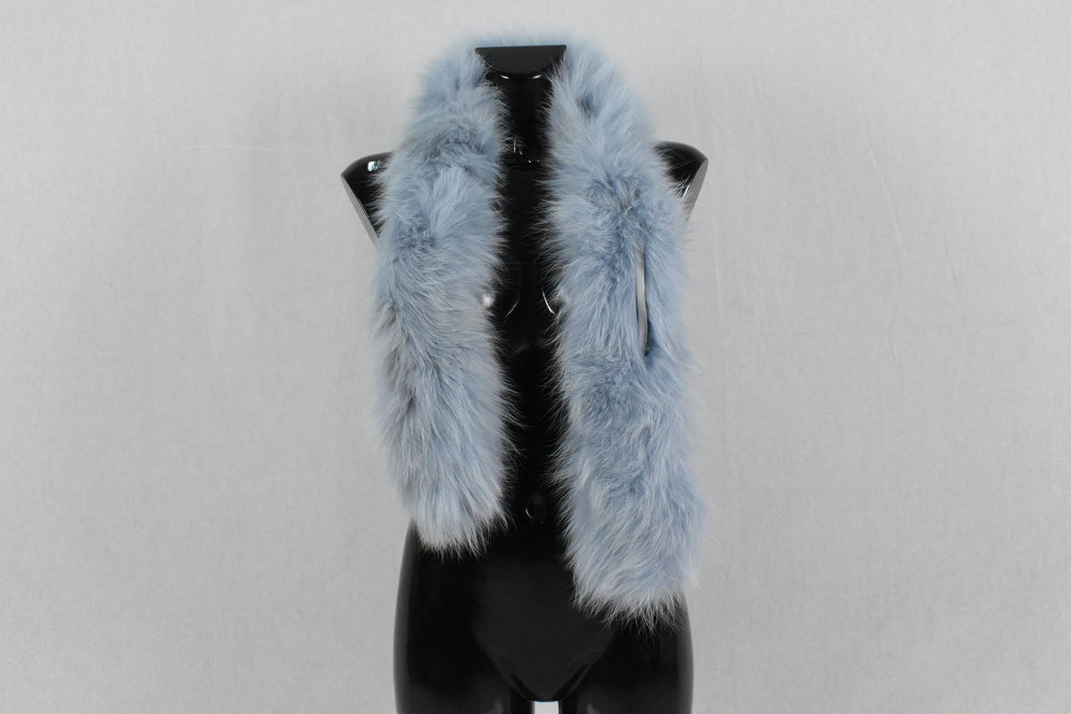 Fox Fur scarf , Fox collar ,big fox scarf sea blue collor