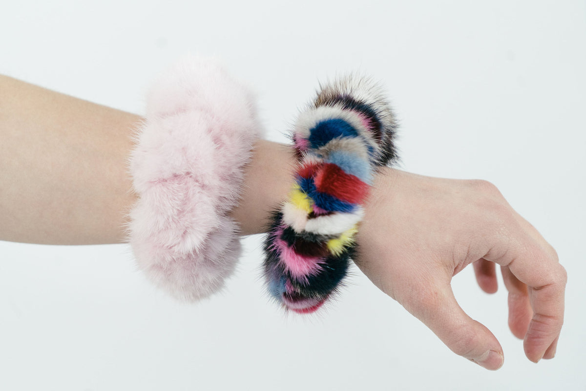 Fur Scrunchies , Mink Fur Scrunchies , Fur bracelet , Stylish mink fur Scrunchies - Bracelet
