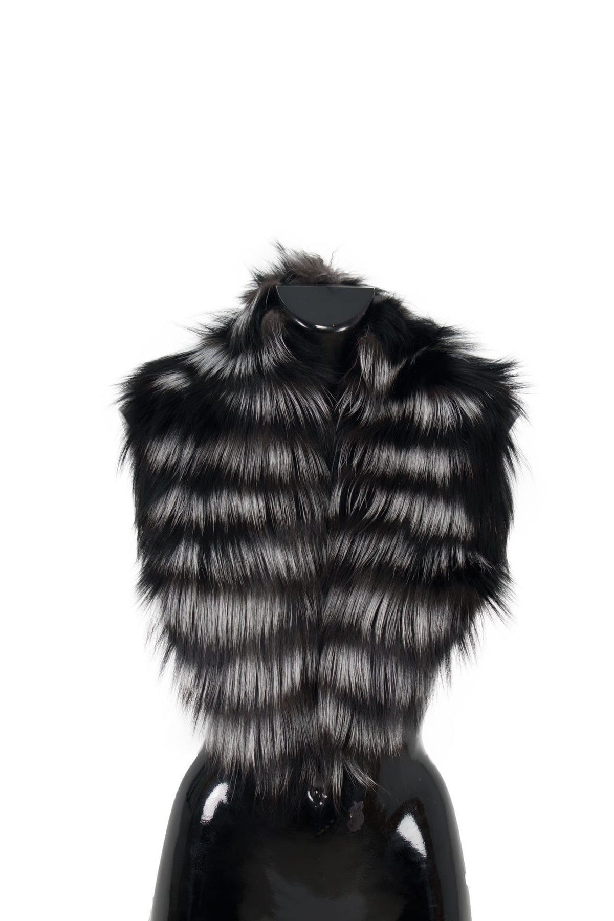 Fur collar, black and white Fox Fur Collar, Fur scarf, Fox Collar, Coat collar, Detachable Fox  Fur collar