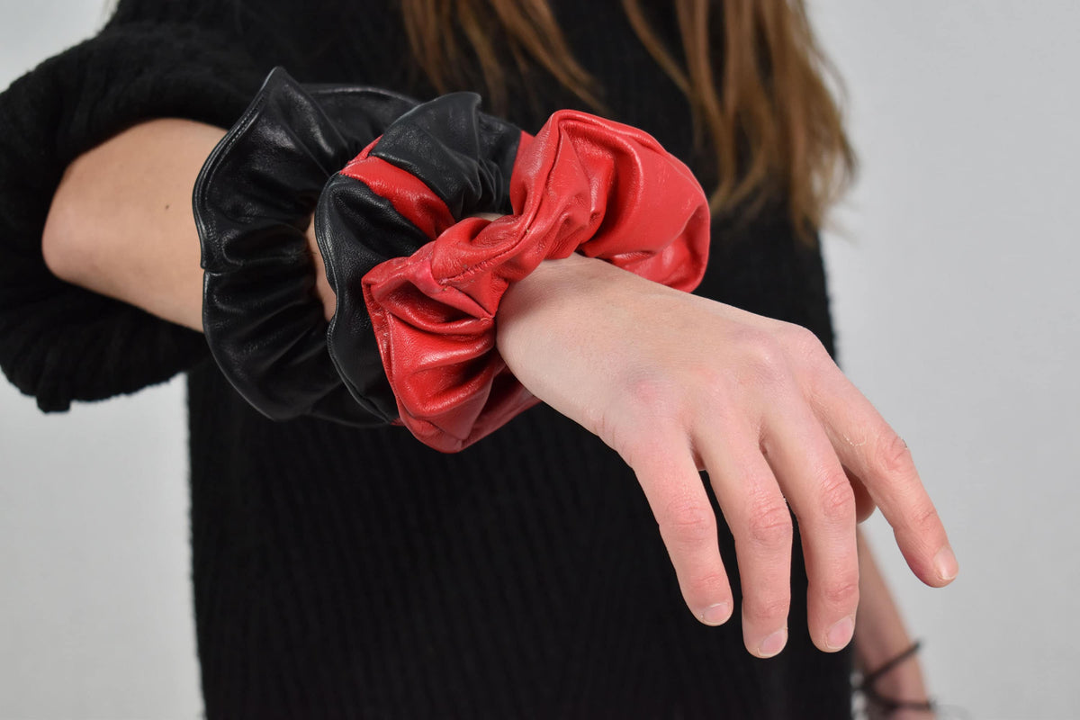Leather  Scrunchies , Real leather  Scrunchies , Leather  bracelet , Stylish 100% leather hair Scrunchies - Bracelet