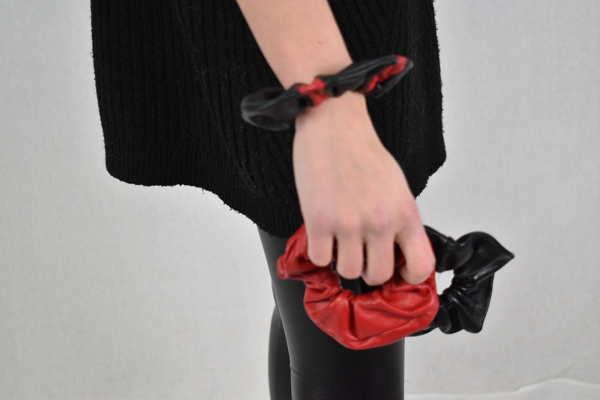 Leather  Scrunchies , Real leather  Scrunchies , Leather  bracelet , Stylish 100% leather hair Scrunchies - Bracelet