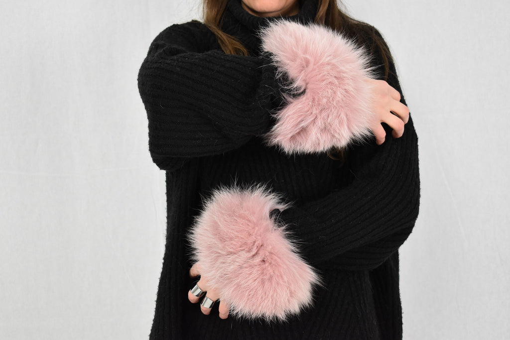 Amazing  Real Natural Salmon Fox Fur Collar. Extra gift:  Fox Fur Cuffs Salom color