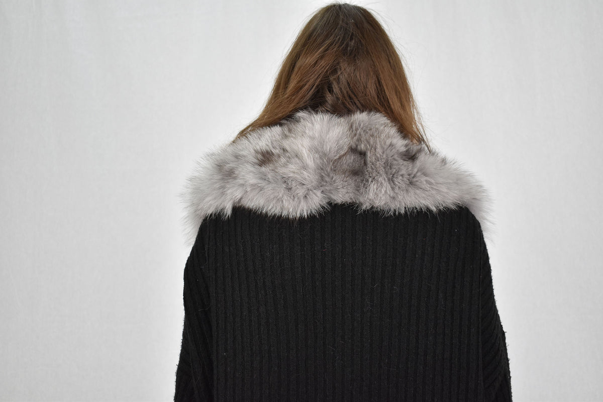 Real  Fur Collar and Cuffs Gray Color, Fox  Fur Cuffs and  Collar , fashionable Fur collar and CUFFS