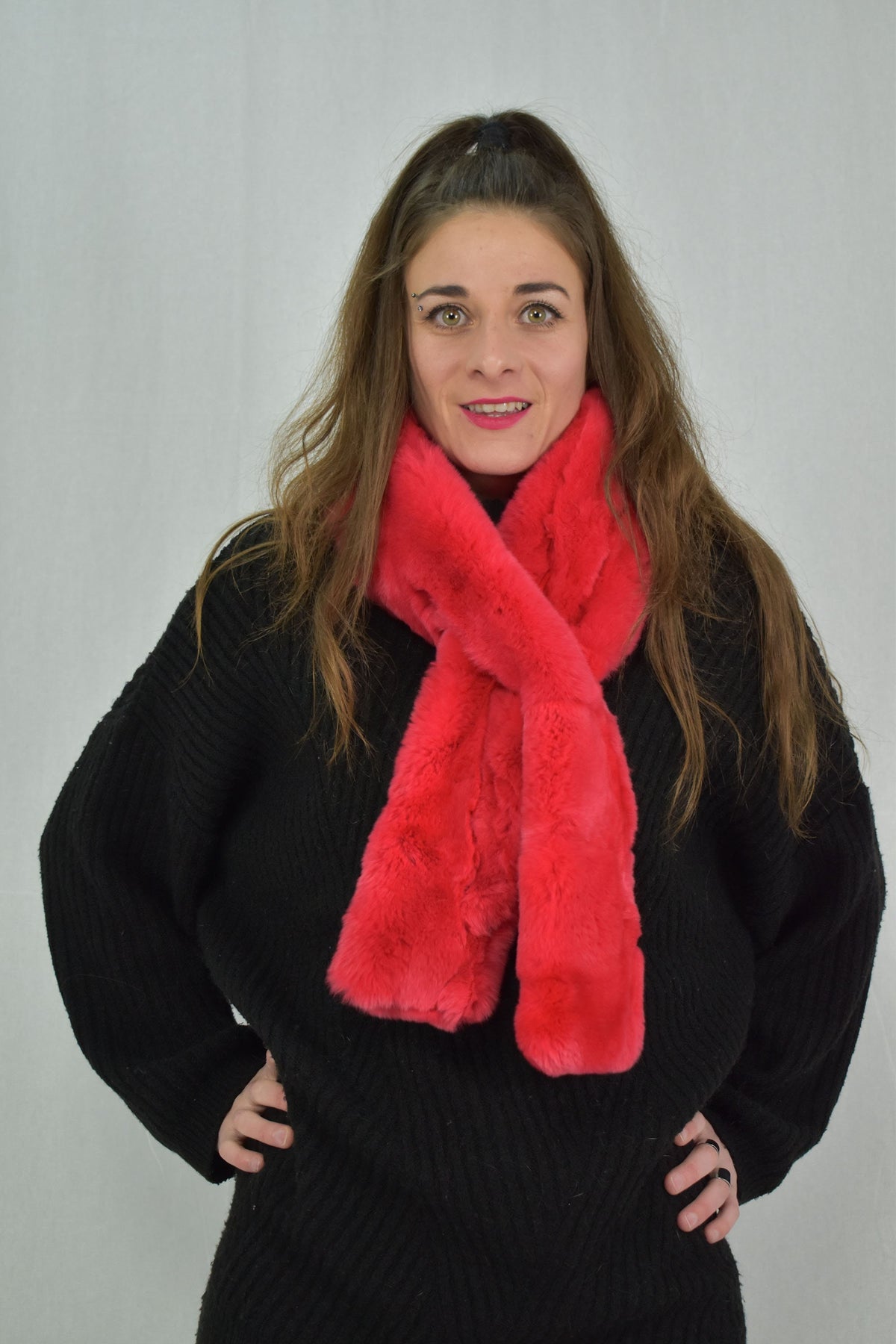 Red Rex rabbit  Real Fur Scarf