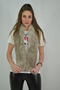 fabulous   Rex Rabbit Real Fur Scarf (120x13 cm), Grant beige collor rex Rabbit scarf