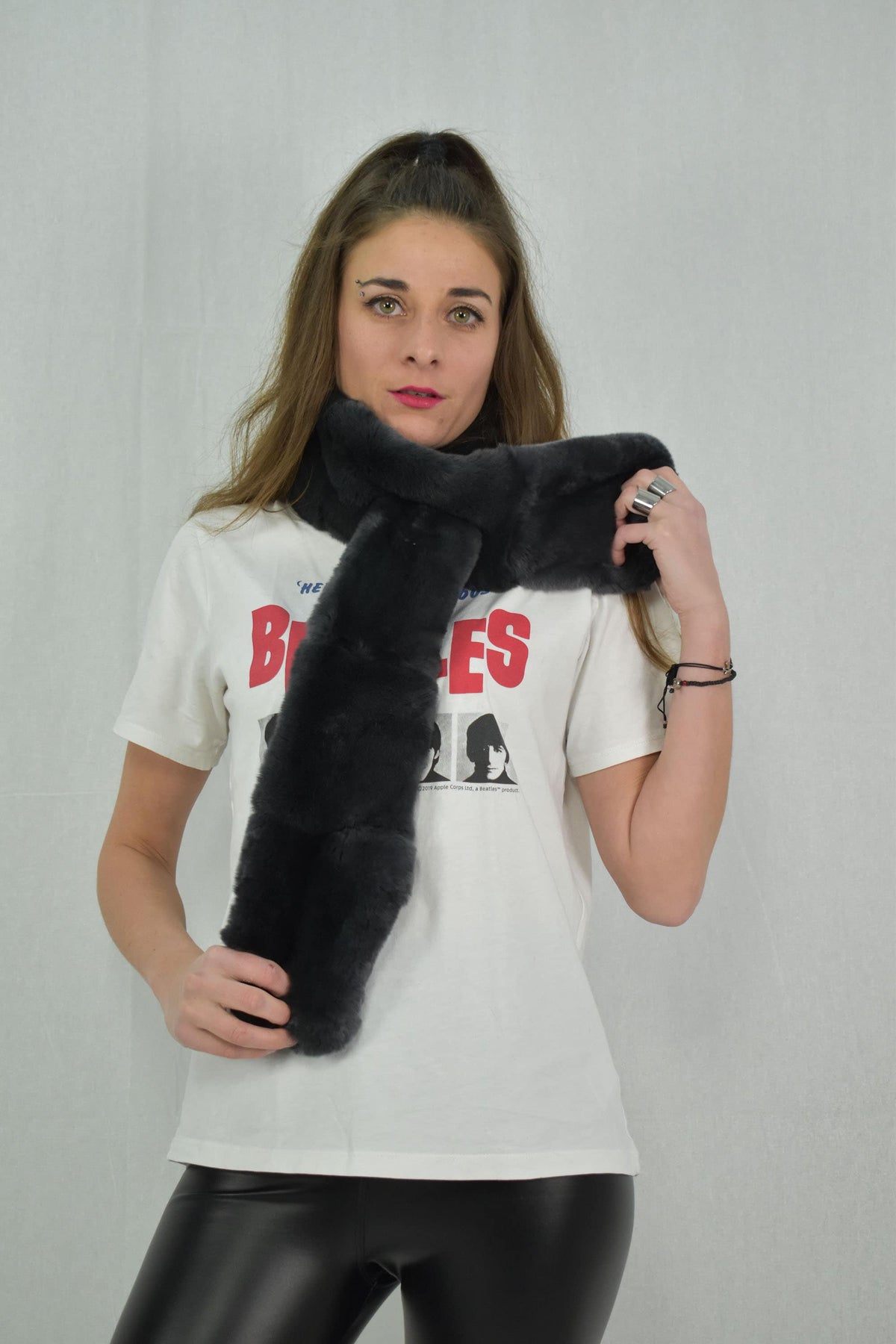 Beautiful Real  Unisex  Rex Rabbit Real Fur Scarf , mouse gray collor