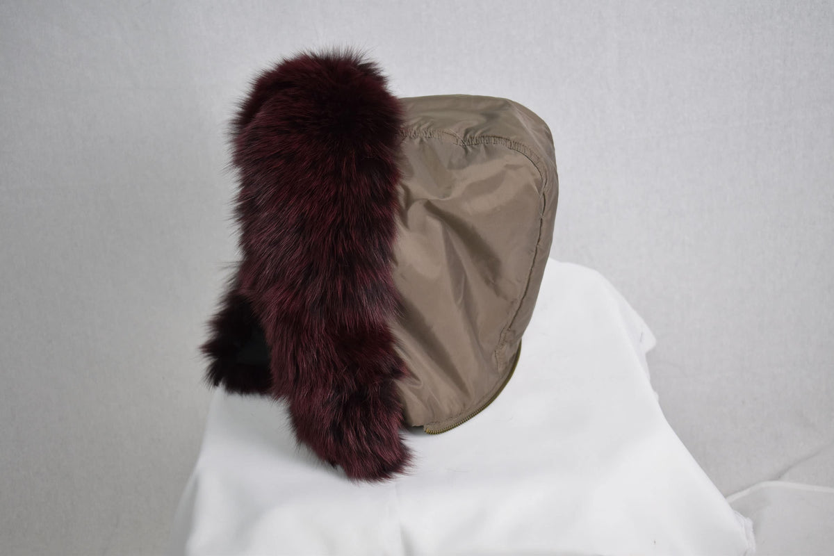 Gorgeous Real Natural Bordeaux Small Fox Fur Collar, fox fur trim For hood, Fur collar, Fur trim,Hood Trim detachable,DIY Hood Fur Trim