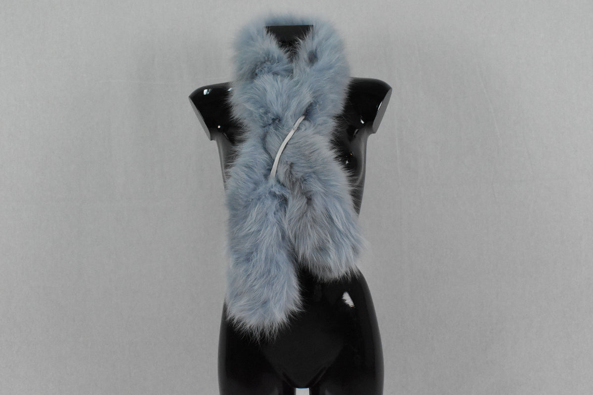 Fox Fur scarf , Fox collar ,big fox scarf sea blue collor