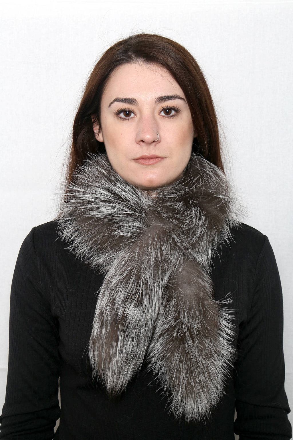 Handmade Silver Fox Fur Scarf: Winter Shawl Collar