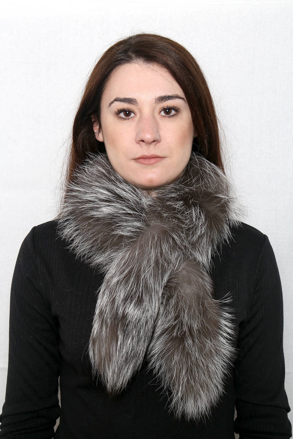 Handmade Silver Fox Fur Scarf: Winter Shawl Collar