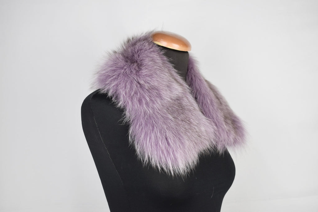 Fur Collar, Fox Collar, Detachable Fox Fur Collar, Special Gift For Her , Lilac Color  Fur Collar