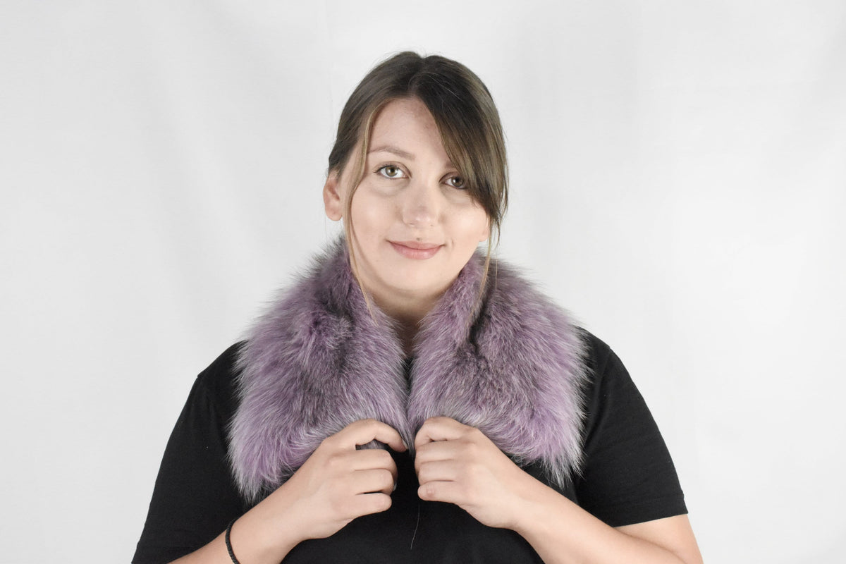 Fur Collar, Fox Collar, Detachable Fox Fur Collar, Special Gift For Her , Lilac Color  Fur Collar