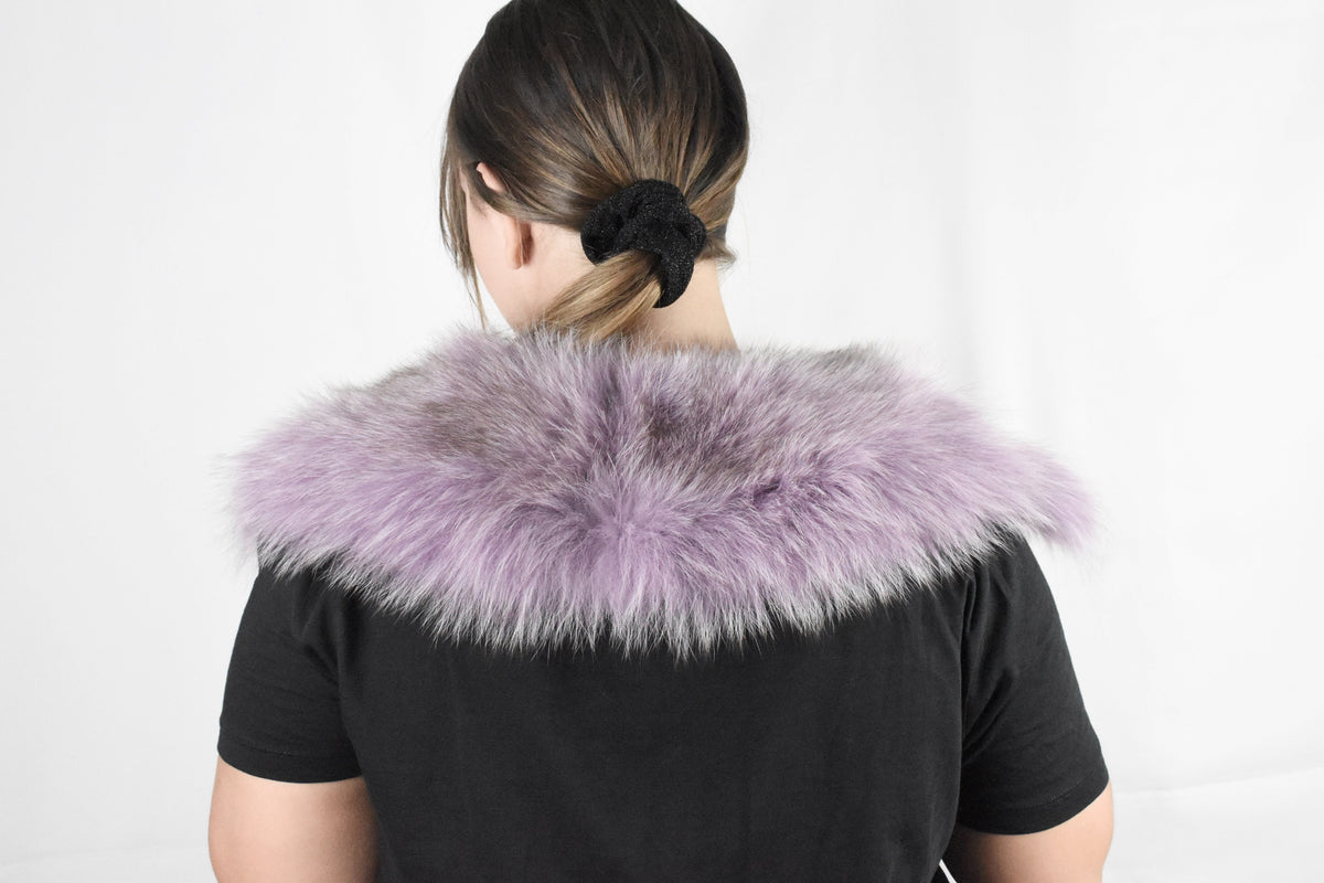 Fur Collar, Fox Collar, Detachable Fox Fur Collar, Special Gift For Her , Lilac Color  Fur Collar
