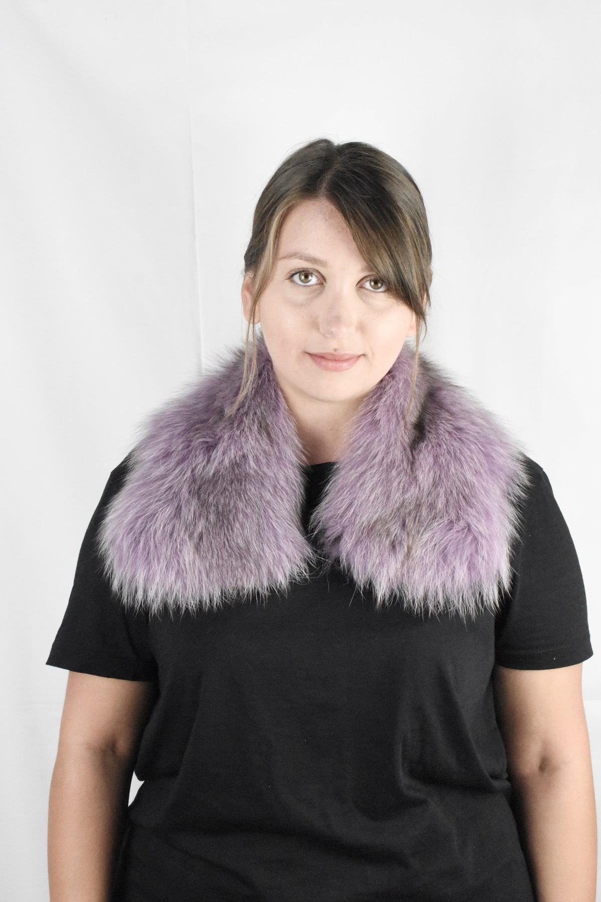 Fur Collar, Fox Collar, Detachable Fox Fur Collar, Special Gift For Her , Lilac Color  Fur Collar