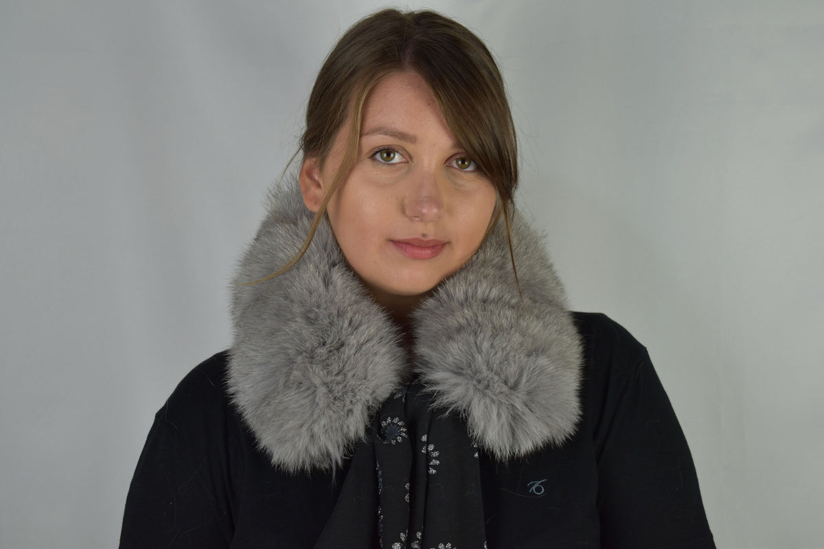 Detachable Fur Collar With Silk Scarf | Gift For Women | Fur Neck warmer with silk scarf | Fox Fur Collar | Fur blanket Scarf