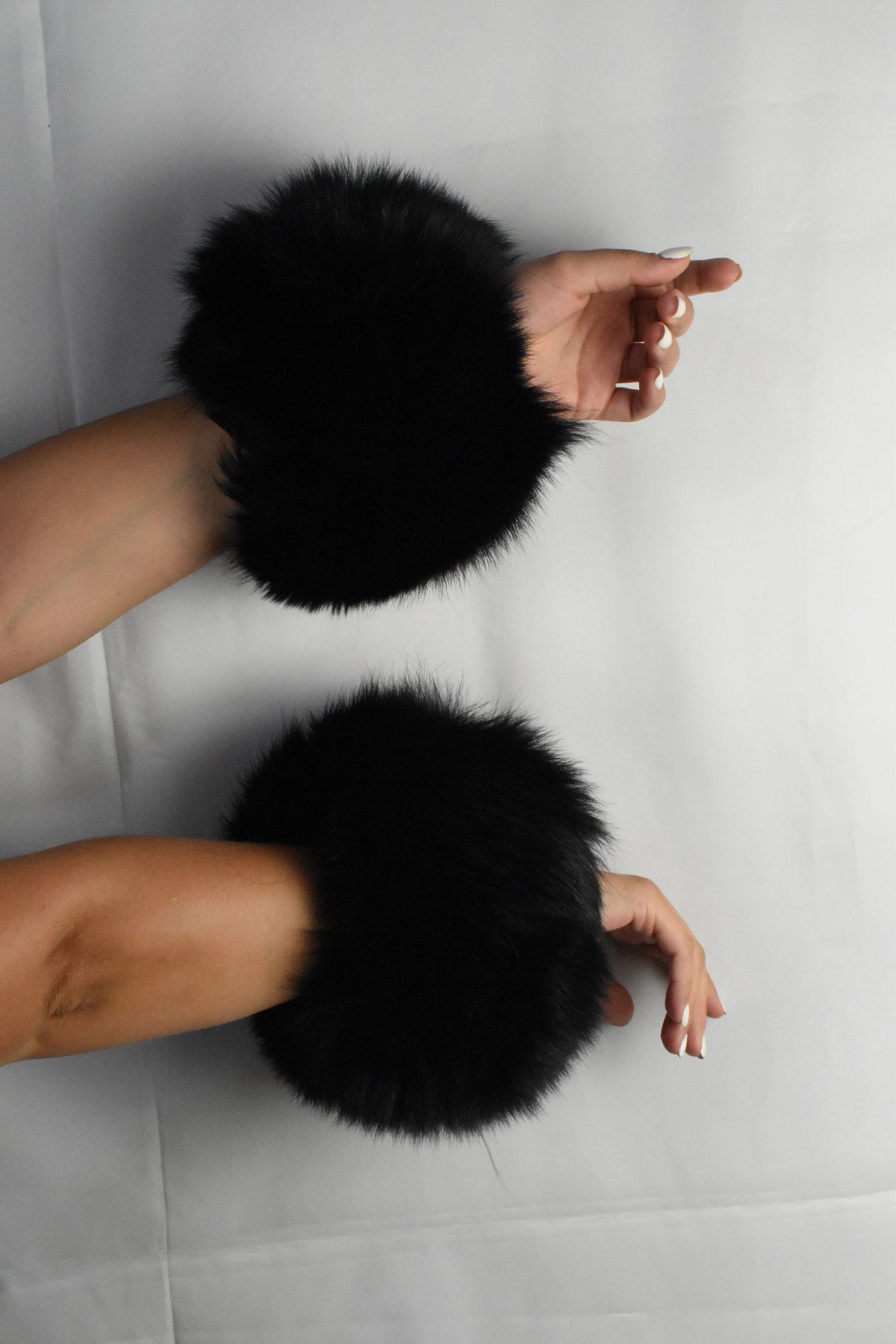 Elegant Black Fur Cuffs | Sleeve cuffs | Detachable Fur Cuffs | Fox Fur Women Cuffs | Luxury Gift For her