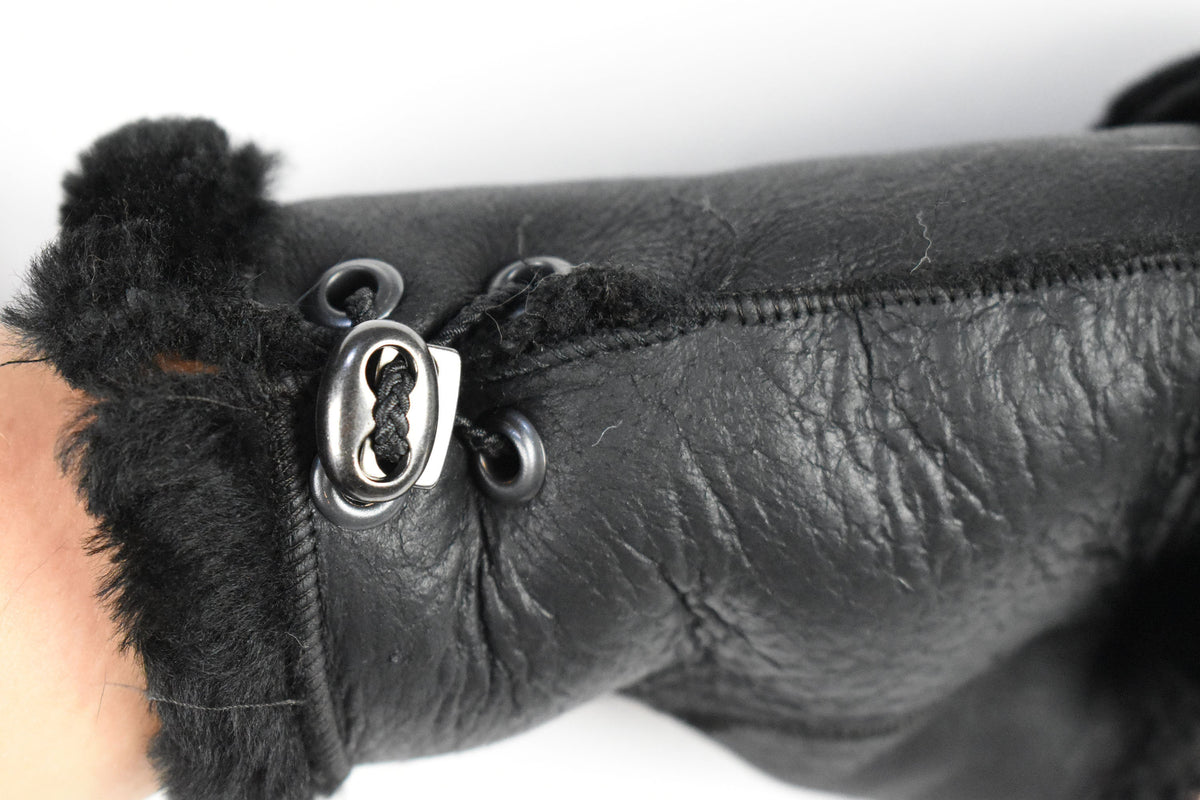 Leather Fingerless Gloves  | Sheepskin Fur Gloves For Women |Sheepskin Fingertip Gloves | Fur  Gloves | Black Sheepskin Gloves