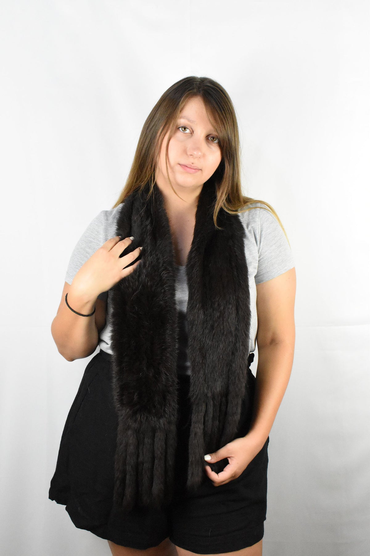 Real Fur Scarf | Rabbit Shawl | women Fur Scarf |