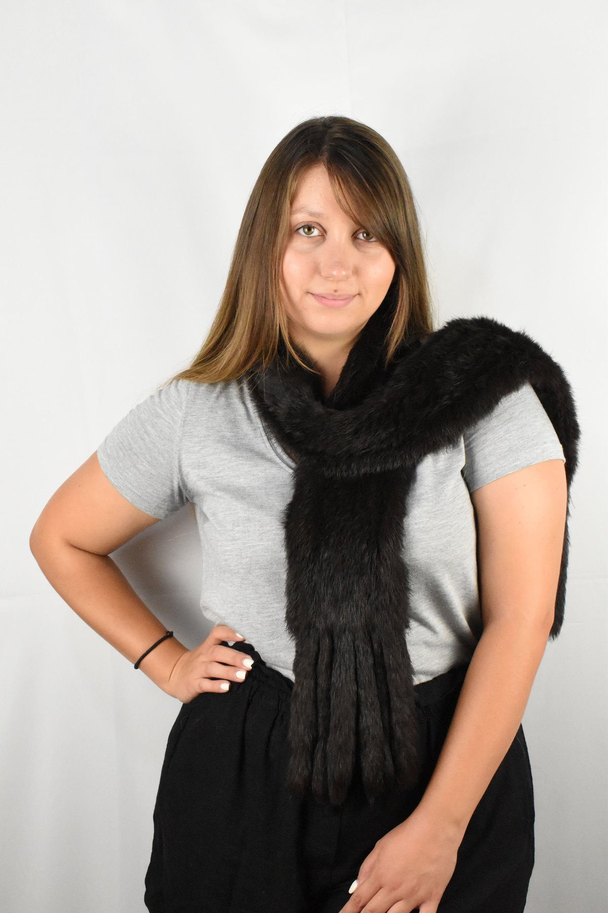 Real Fur Scarf | Rabbit Shawl | women Fur Scarf |