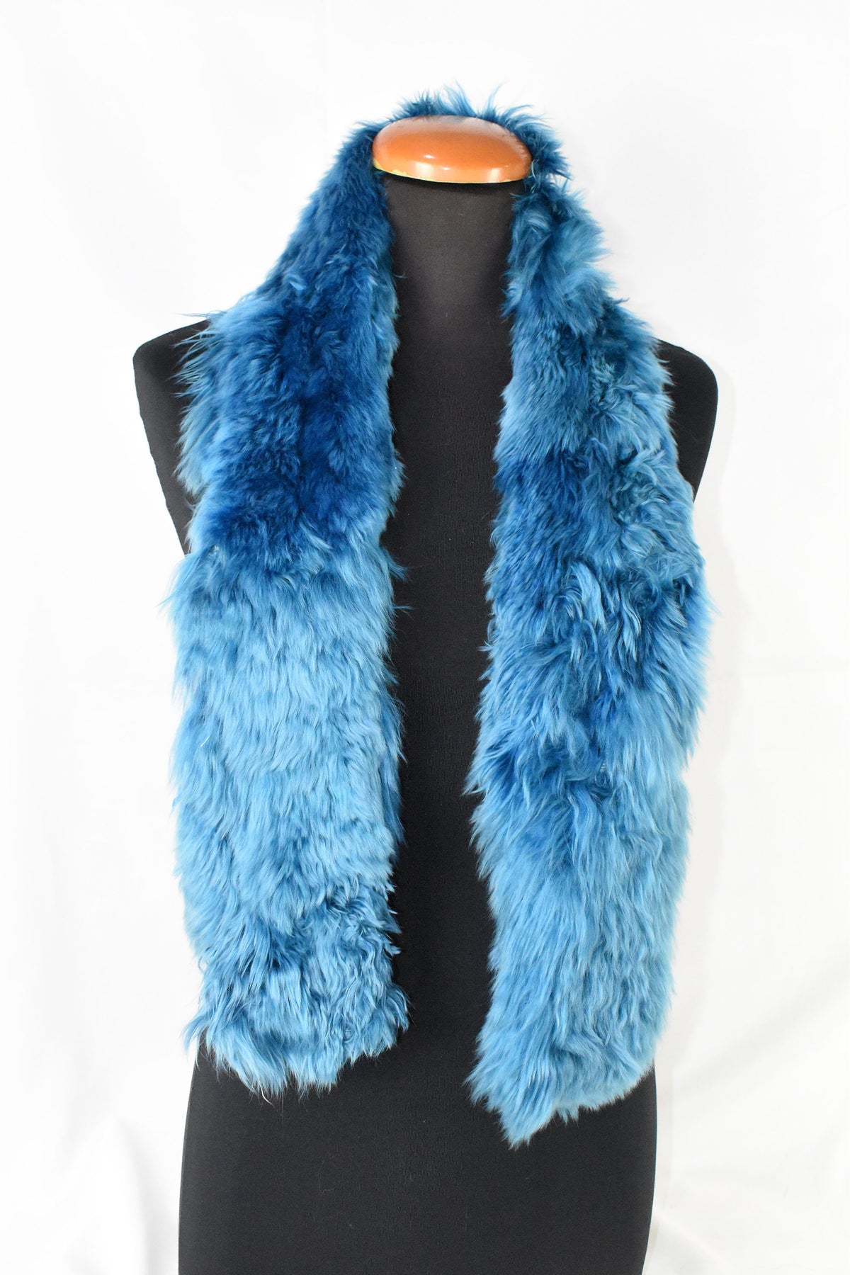 Fur Scarf | Fur Shawl Blue electrik  tibet lamb Fur Scarf | Winter scarf for Women