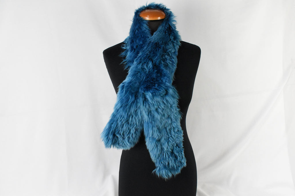 Fur Scarf | Fur Shawl Blue electrik  tibet lamb Fur Scarf | Winter scarf for Women