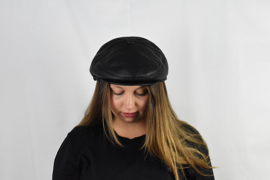 Leather Cabby Hat | Leather Newsboy cap | Unisex Cabby Hat | Cabby Hat  For Women - Men | Flat Hat Cabby Cap | Best Friend Gift | Men Gift
