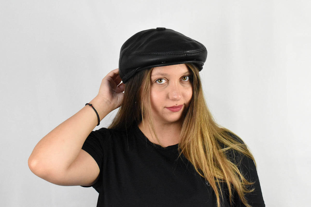 Leather Cabby Hat | Leather Newsboy cap | Unisex Cabby Hat | Cabby Hat  For Women - Men | Flat Hat Cabby Cap | Best Friend Gift | Men Gift