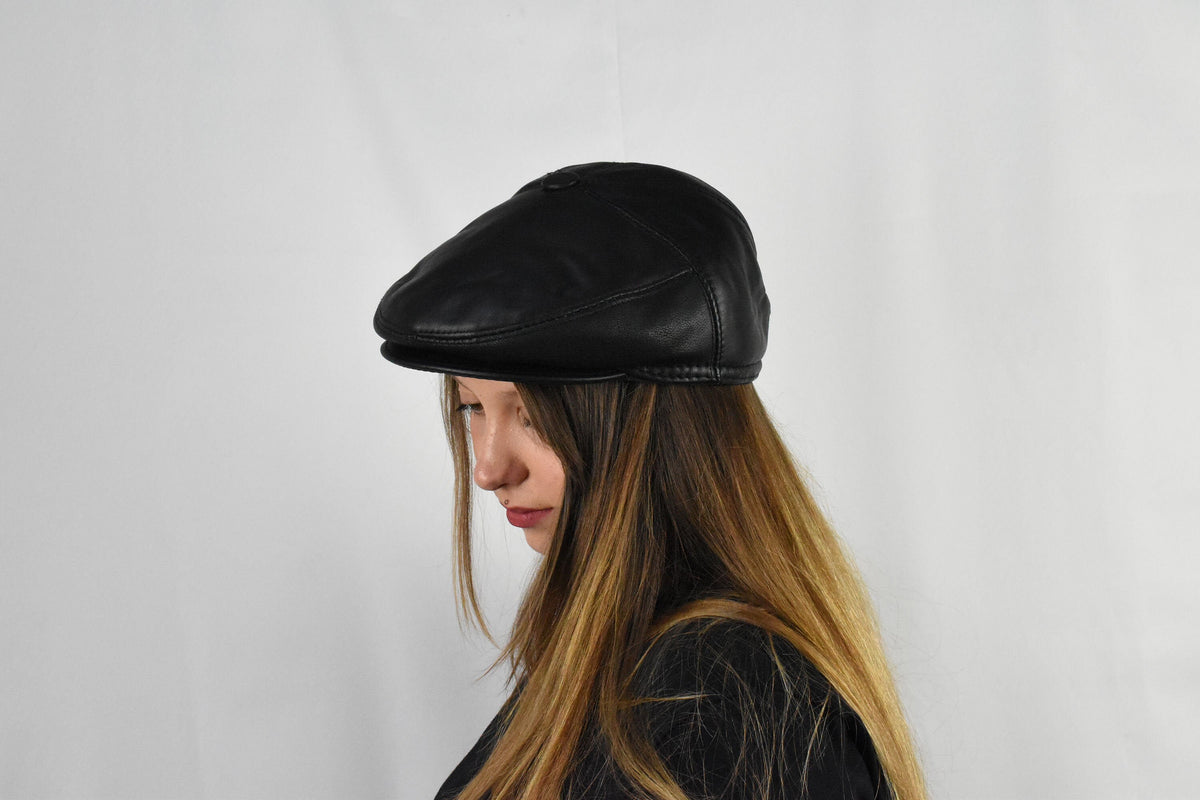 Leather Cabby Hat | Leather Newsboy cap | Unisex Cabby Hat | Cabby Hat  For Women - Men | Flat Hat Cabby Cap | Best Friend Gift | Men Gift
