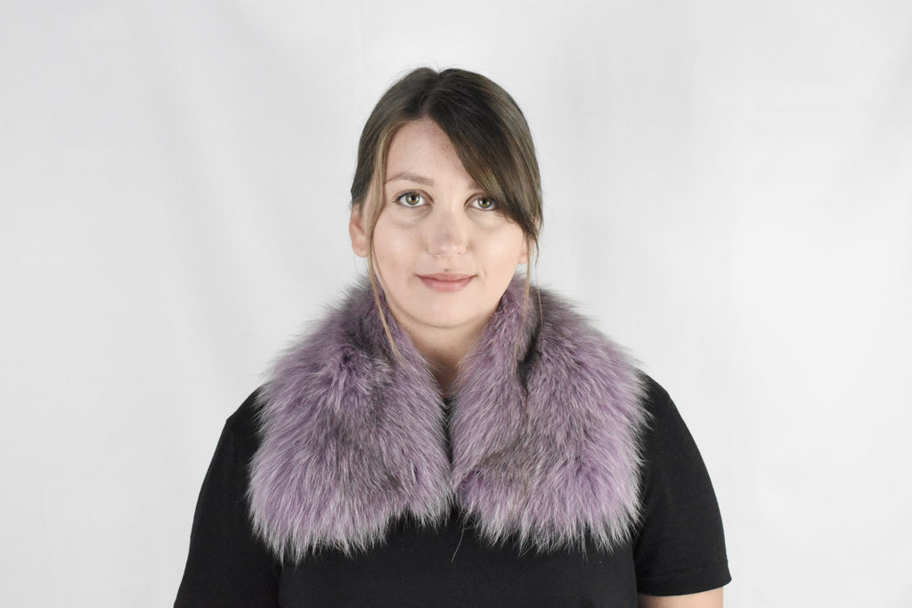 Fur Collar, Fox Collar, Detachable Fox Fur Collar, Special Gift For Her , Lilac Color  Fur Collar