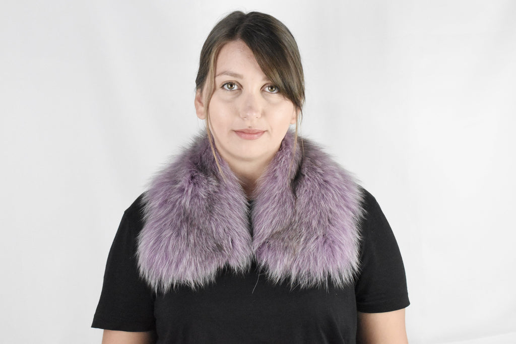 Fur Collar, Fox Collar, Detachable Fox Fur Collar, Special Gift For Her , Lilac Color  Fur Collar