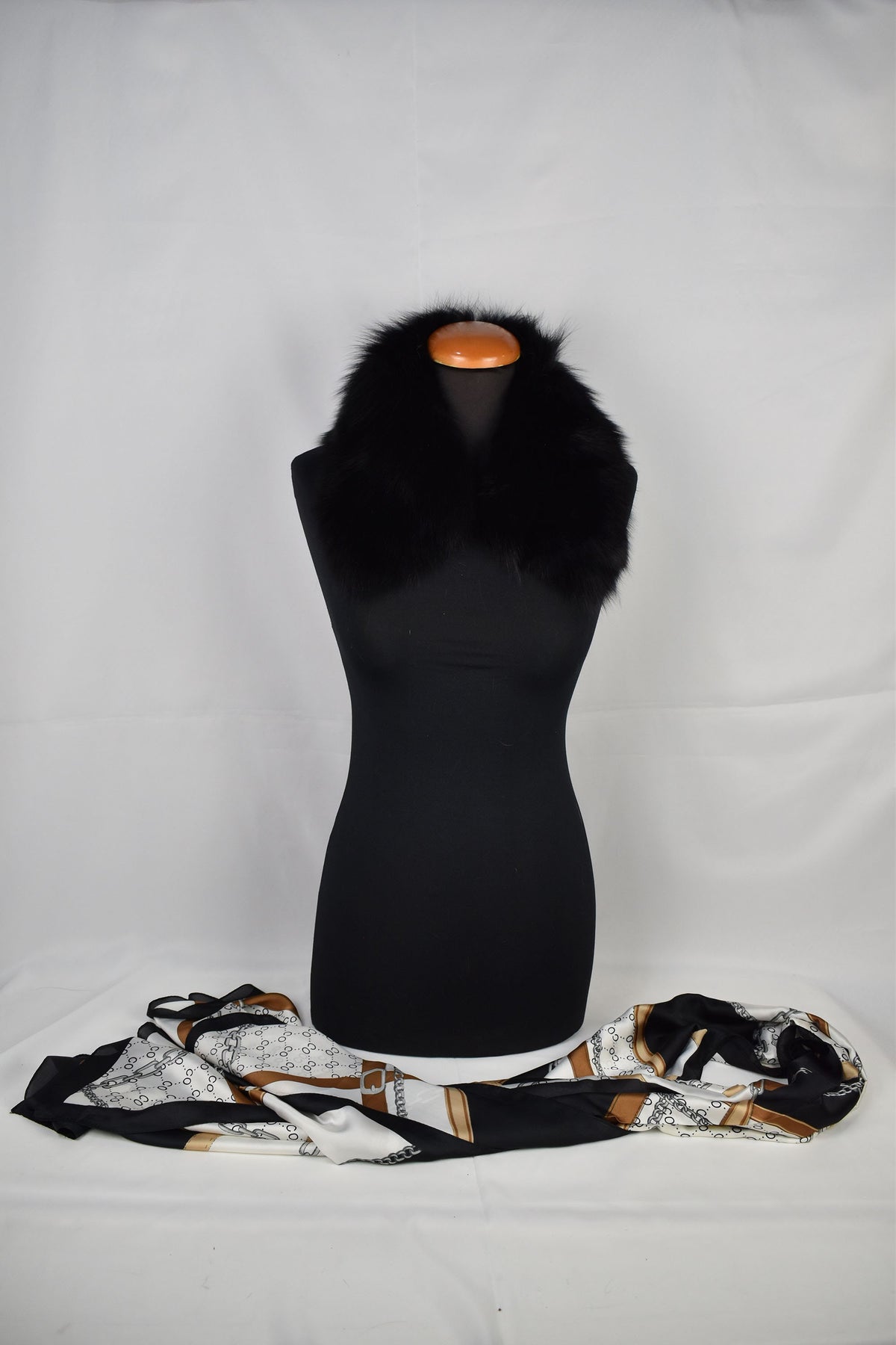 Fur Collar with Detachable Silk Shawl, Gift For mom ,Fox Fur Collar ,Women  Silk Shawl  and Wraps , Fox Fur Coat Collar With Silk Wraps