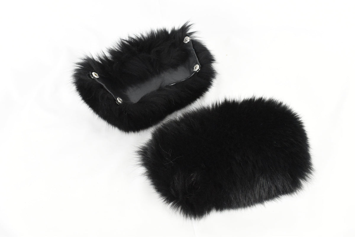 Fur Slides | Black Fox Fur Slides | Fur  Slippers |  Fox Fur slippers | Women Fur slides | Fur Flip Flops | Gift For Her