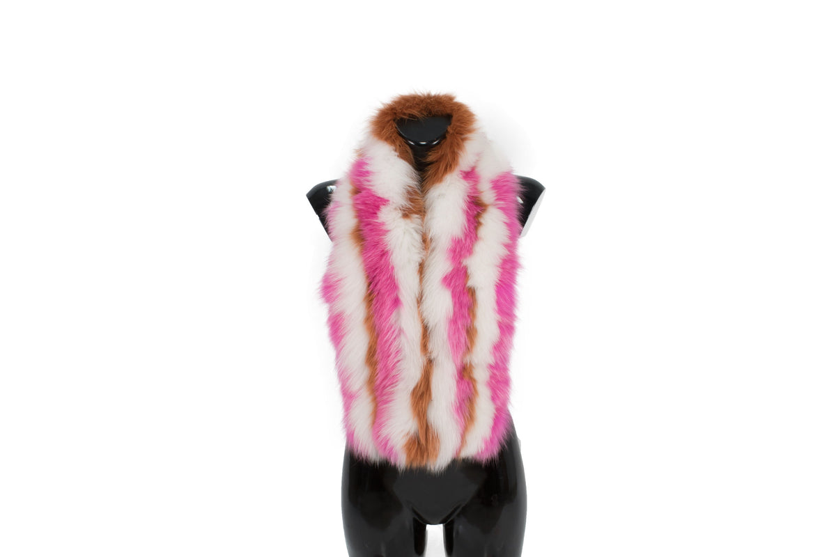 Real Natural Handmade  Pink-white-Rust  Fox  Fur Scarf-Collar. Fox Fur Etole . best gift for anniversaris and more