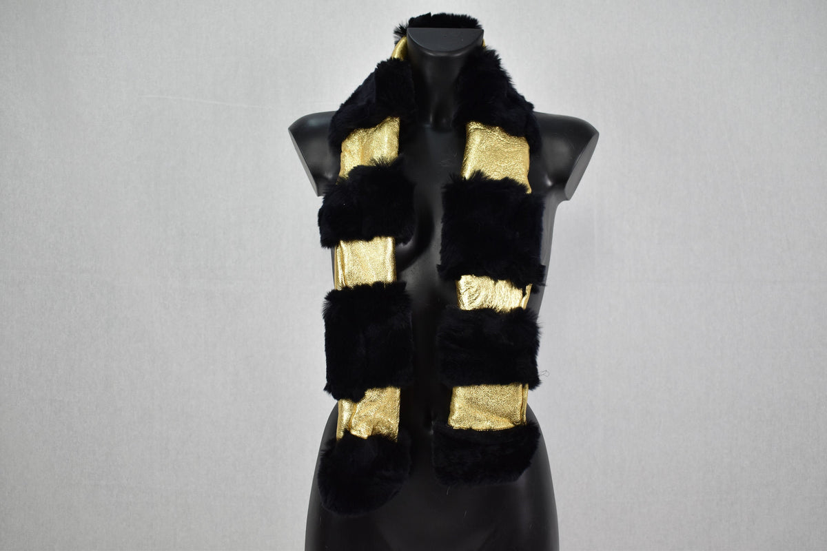 Gold sheepskin Scarf | Fur Scarf For Women | Winter Scarf Gift For Her | Fur Shawl | Wraps and Scarves