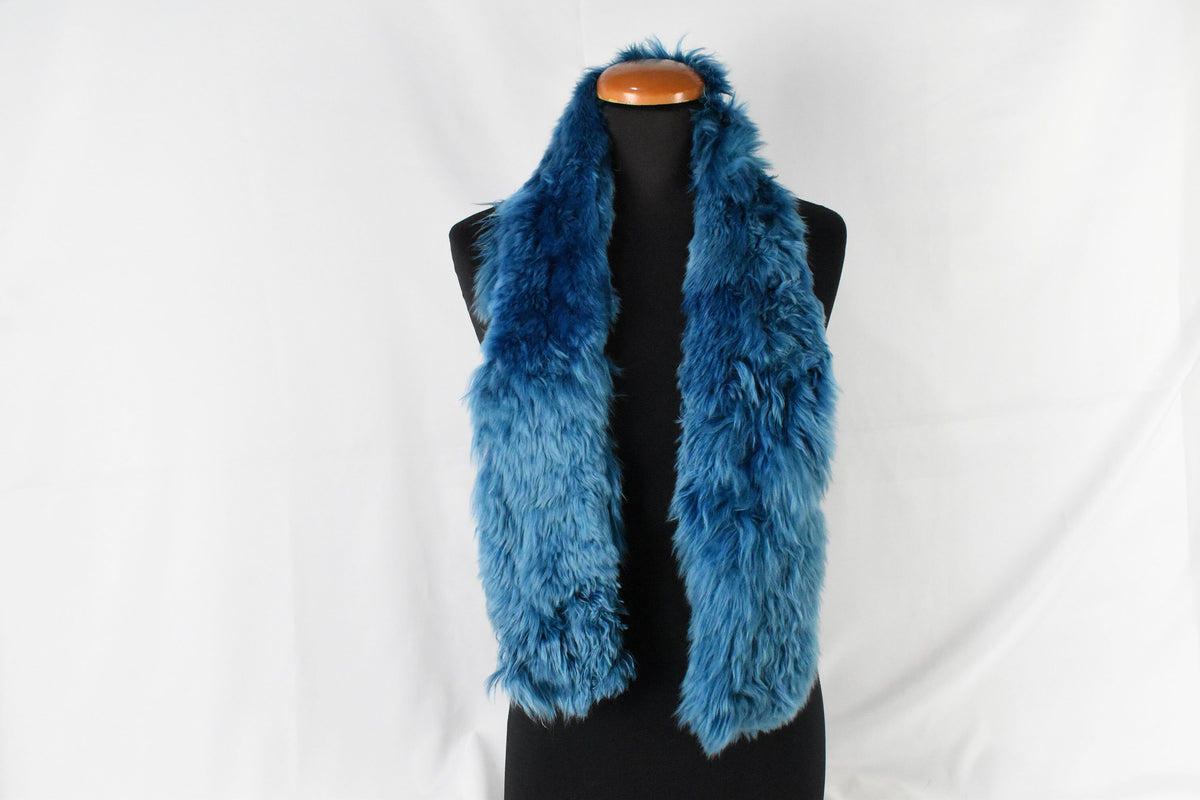 Fur Scarf | Fur Shawl Blue electrik  tibet lamb Fur Scarf | Winter scarf for Women