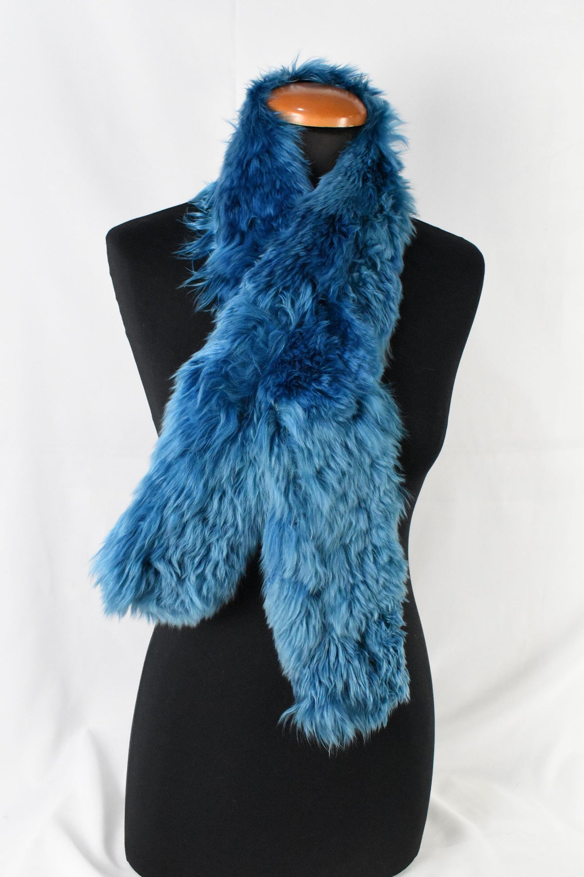 Fur Scarf | Fur Shawl Blue electrik  tibet lamb Fur Scarf | Winter scarf for Women