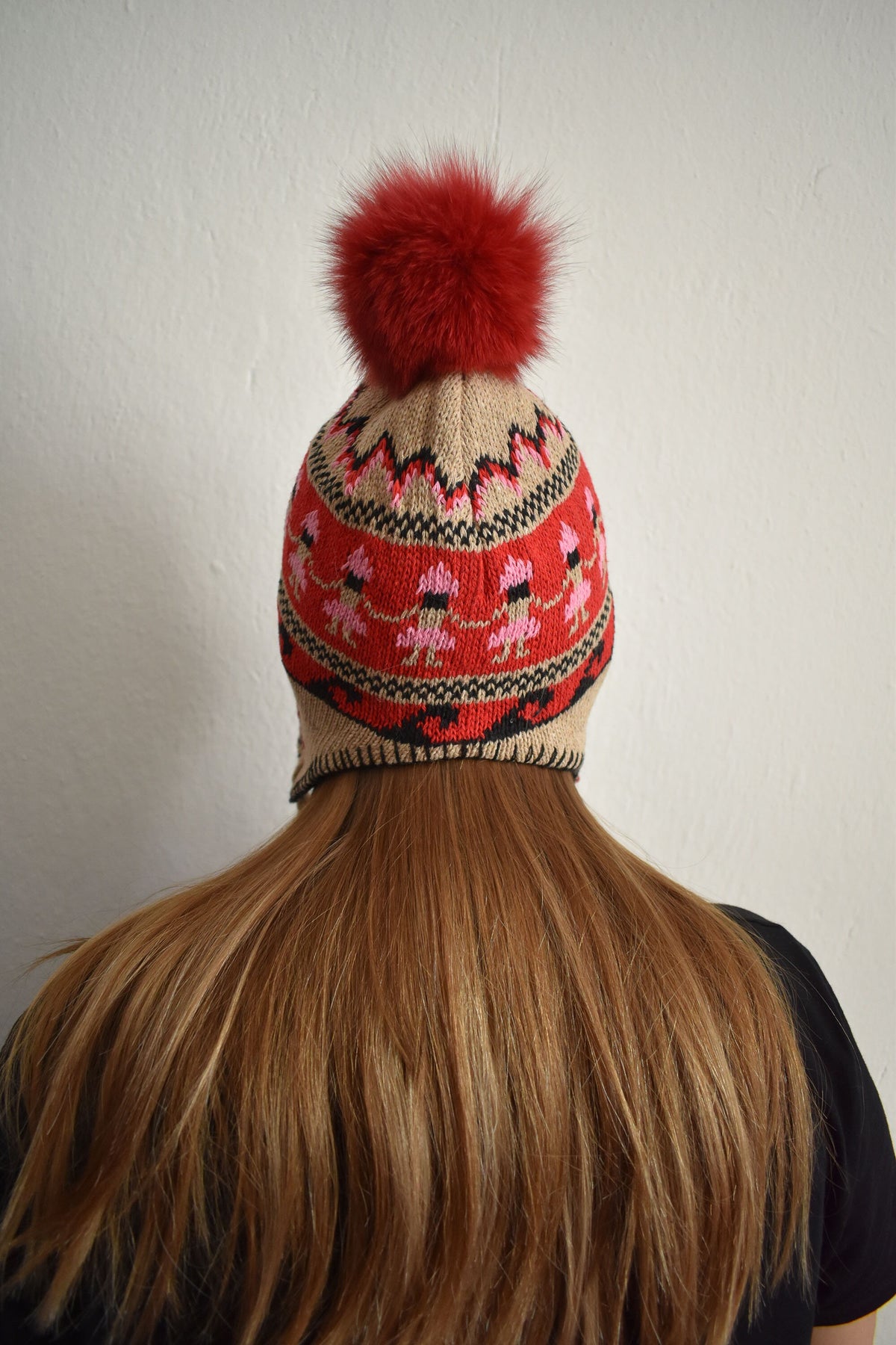 Earflat Hat With Fur Pom Pom | Fur Hat | Fur Beanie For Women | Fur Pom Pom Hat | Gift For Women