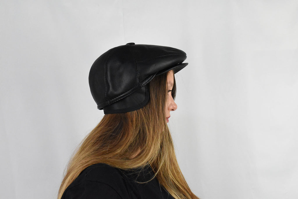 Leather Cabby Hat | Leather Newsboy cap | Unisex Cabby Hat | Cabby Hat  For Women - Men | Flat Hat Cabby Cap | Best Friend Gift | Men Gift