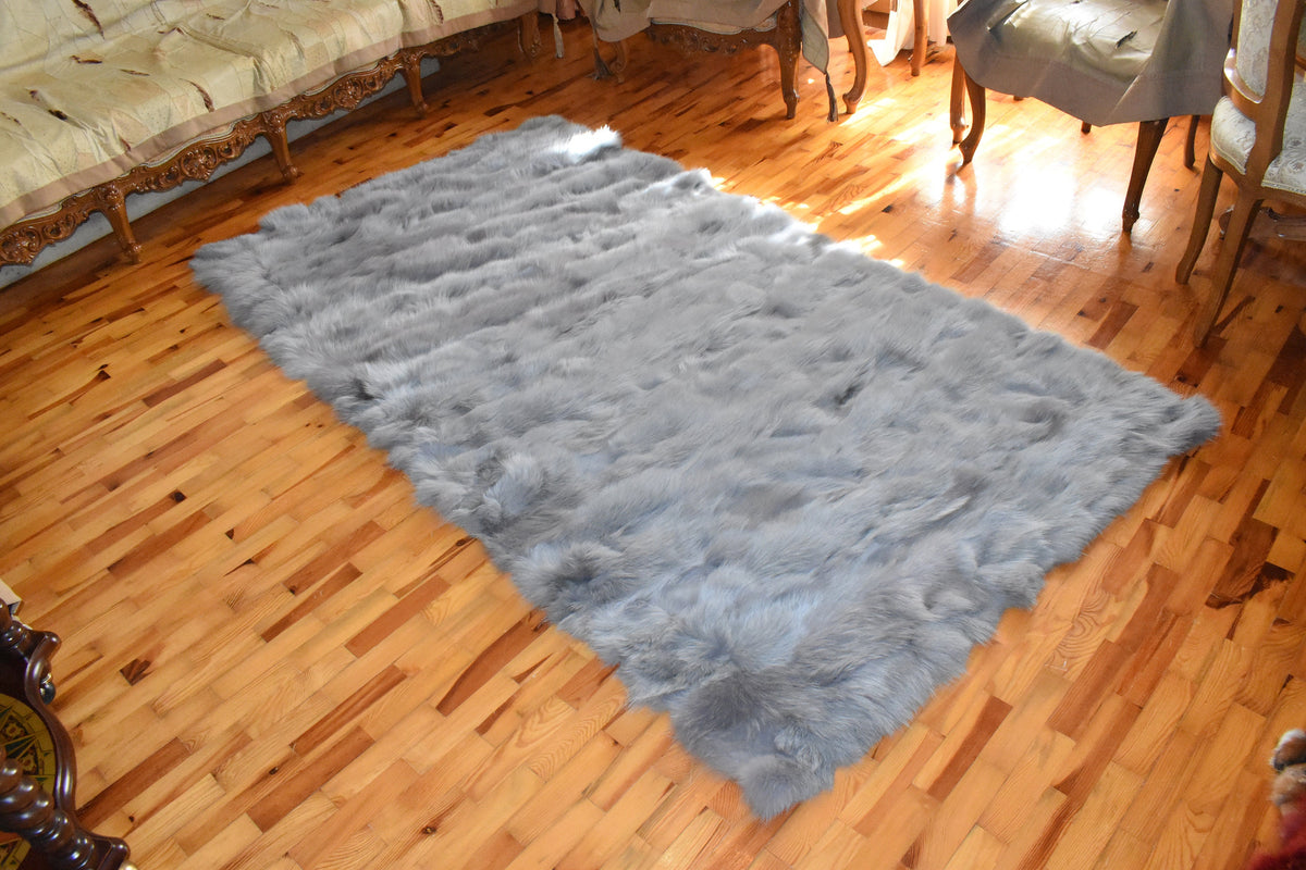 Luxury Fox Fur blanket,Gray Fur Throw , Top Quality Bedspread , Ideal for your home deco