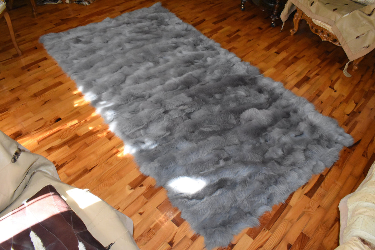 Luxury Fox Fur blanket,Gray Fur Throw , Top Quality Bedspread , Ideal for your home deco