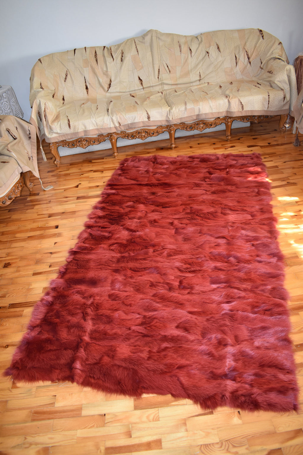 Red Fox Fur Blanket: Luxury Velvet Lined Throw, Home Decor