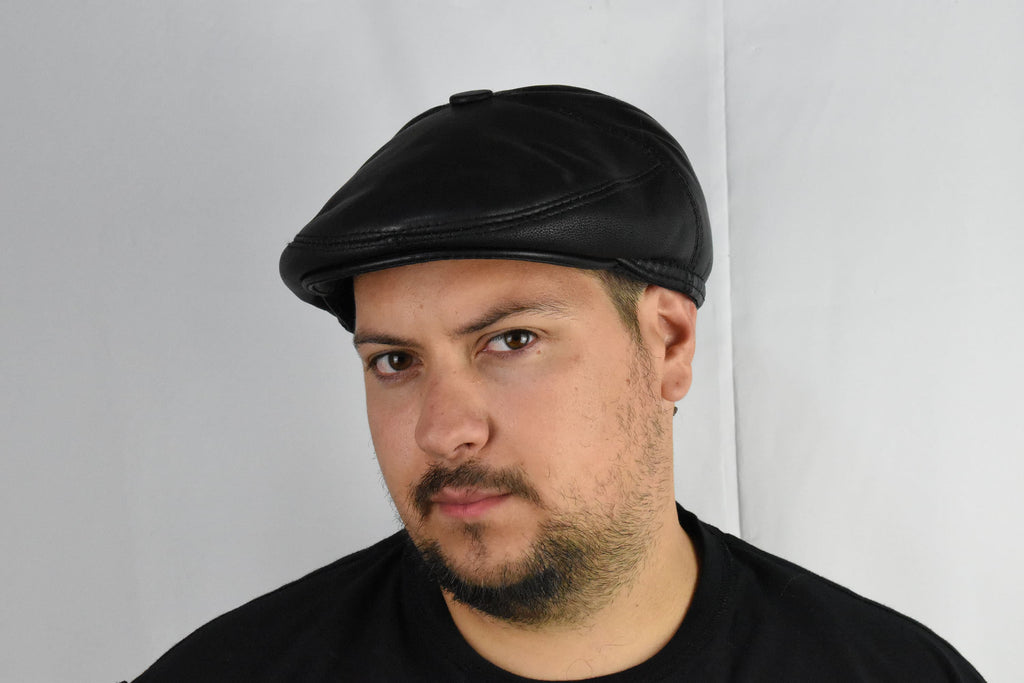 Leather Cabby Hat | Leather Newsboy cap | Unisex Cabby Hat | Cabby Hat  For Women - Men | Flat Hat Cabby Cap | Best Friend Gift | Men Gift