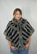 Knitted Rex rabbit Fur Stole | Rex Rabbit  FuR Poncho |  Fur Etolle | Luxury Gift For Women