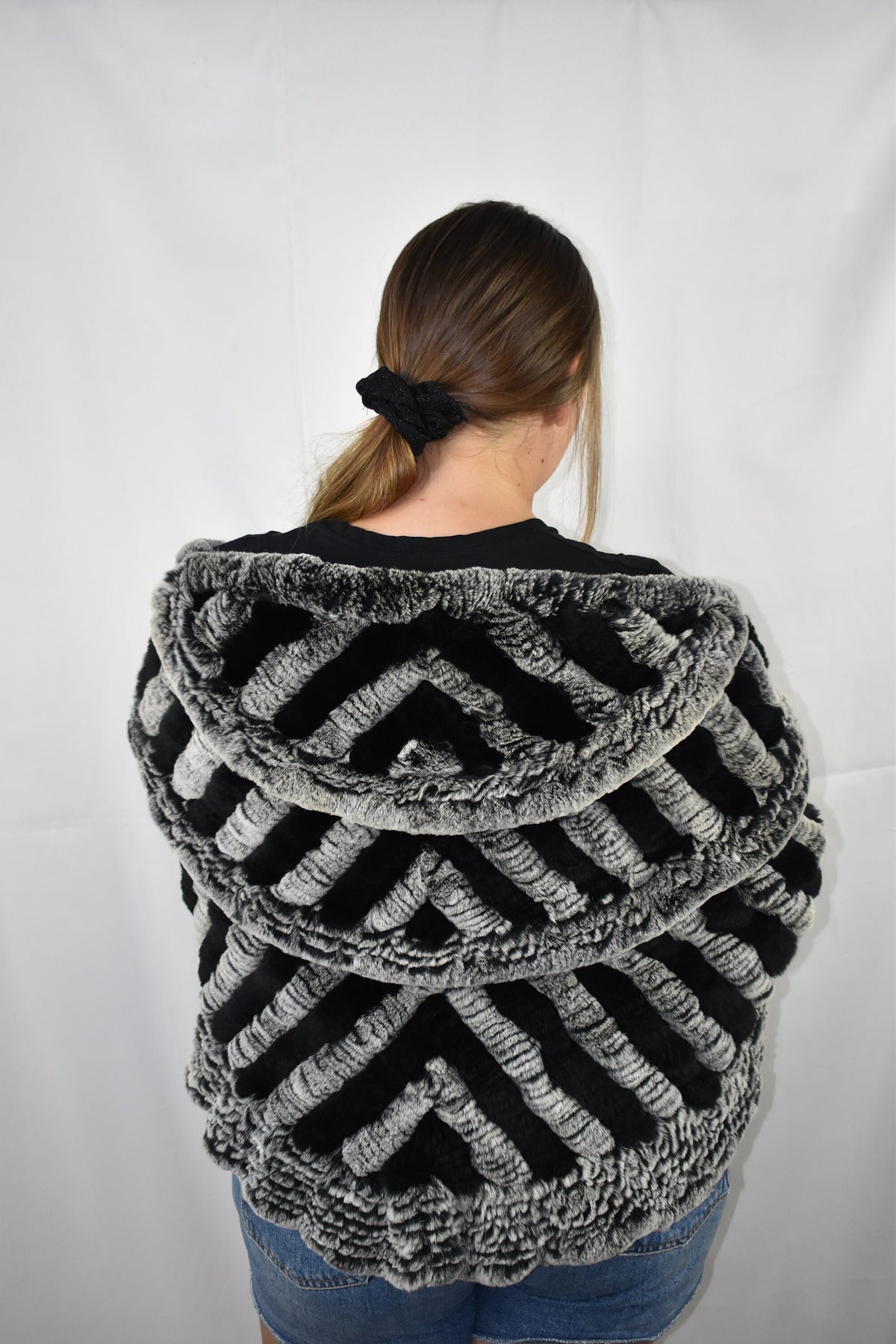 Knitted Rex rabbit Fur Stole | Rex Rabbit  FuR Poncho |  Fur Etolle | Luxury Gift For Women