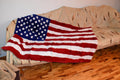 Fur  Blanket of USA Flag | Rex  rabbit Fur Throw | Sofa Throw Cover of the american flag desing | Handmade Fur blanket
