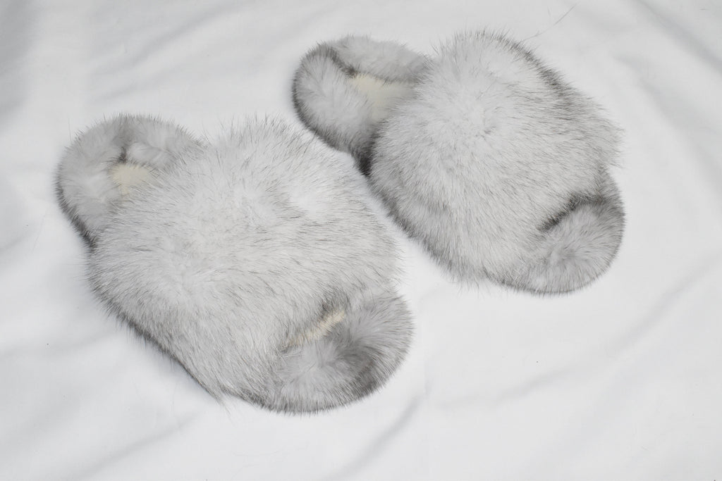 Mink & Fox Fur Slides: Luxury Fluffy Slippers