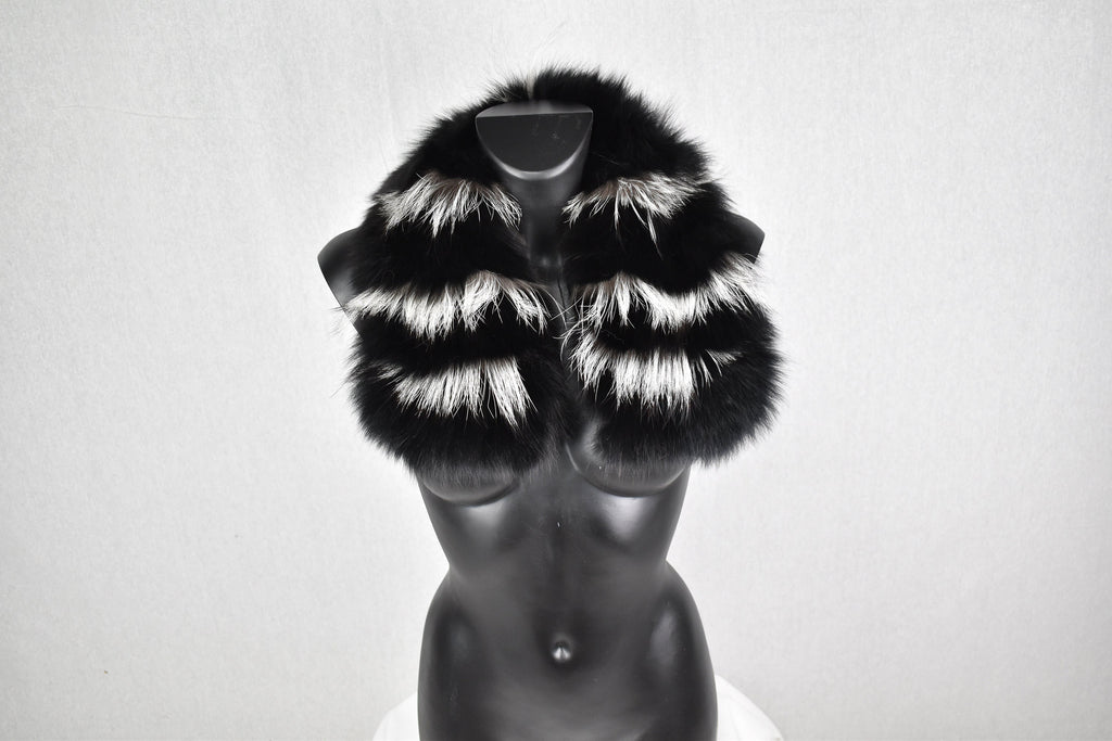 Natural Black Fox Fur collar , Winter Fur Collar Coat , Fur Collar and scarves, Detachable Small Fur Collar,Fur Accessories