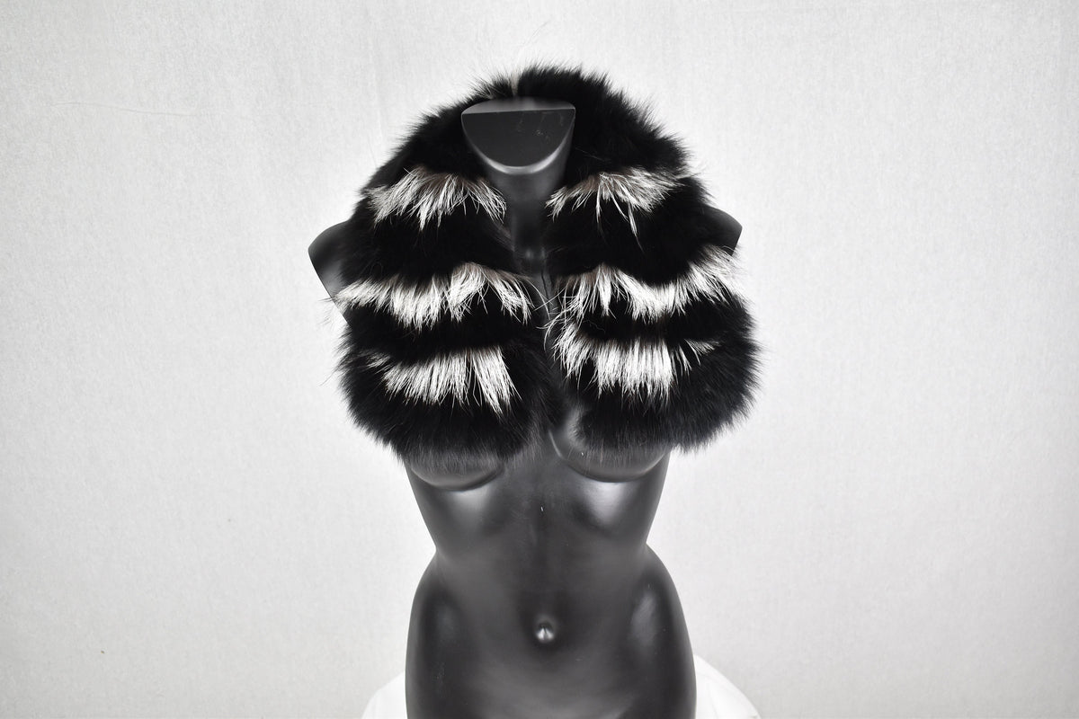 Natural Black Fox Fur collar , Winter Fur Collar Coat , Fur Collar and scarves, Detachable Small Fur Collar,Fur Accessories