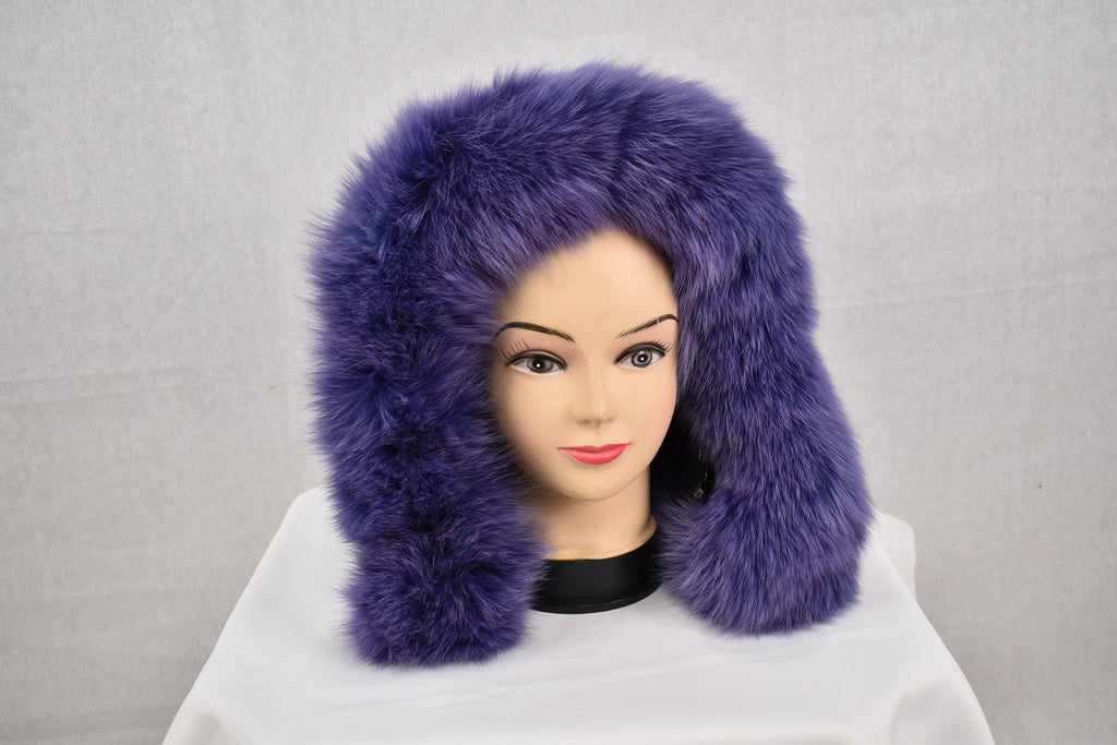 Fur Stipe  For Hood | Detachable Fur Trim For Hood | Fox Fur Collar |  Fur Scarf | Fur For Parka |Royal Purple Fur Stripe